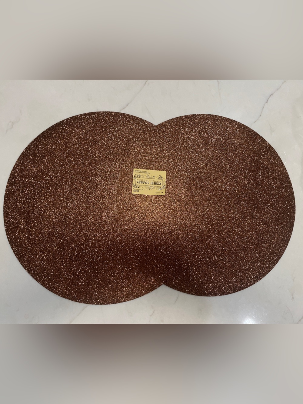 Glitter Round Placemat Set in Metallic Brown /gold by Robert Stanley